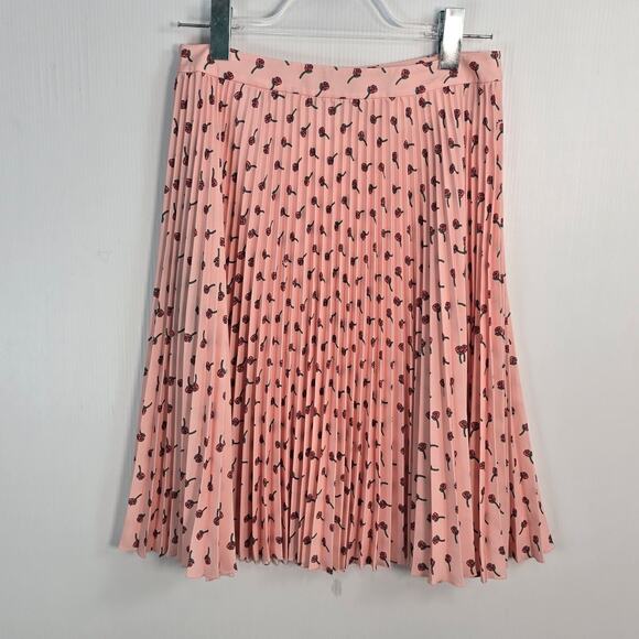 Prada 2017 Pink Pleated CDC Rose Print Midi Skirt Size 40 NWT - Picture 2 of 11